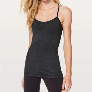 Lululemon 4 Power Pose Tank Light Support for A/B Cup Heathered Blck great cond